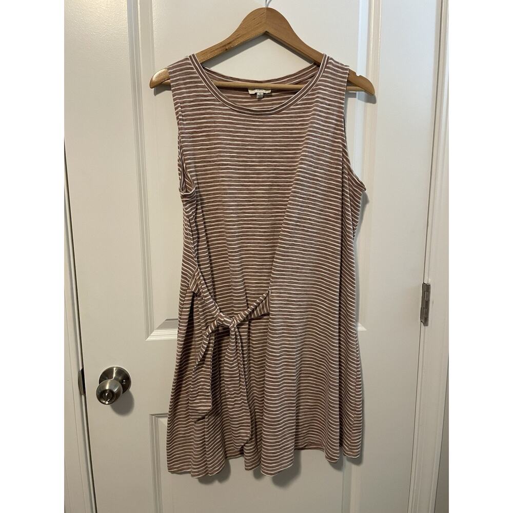 Umgee Boho Striped Casual Tie Waist Sleeveless Dress Size Large XL Comfort Beach - Picture 2 of 7